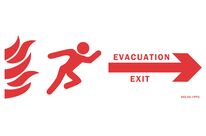 Fire evacuation panel + arrow on both sides