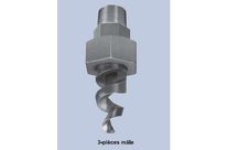 Abrasion resistant wide free passage spiral full cone nozzle STXP