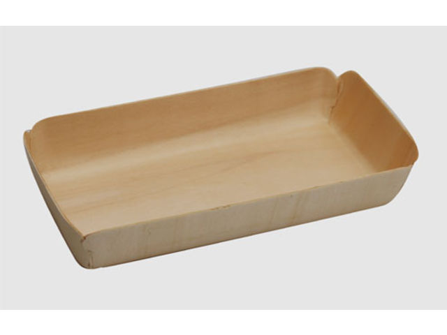 Rectangular thermoformed wooden tray for pastry, ready meal, seafood, aromatic herb, cheese, candy…