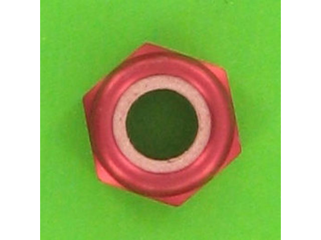 Nuts : Self-Locking Nuts - Nylstop Self-Locking Hex Nut - Aluminium - Blister pack of 5 Nuts, Nylstop Dural 2030 OA, Red