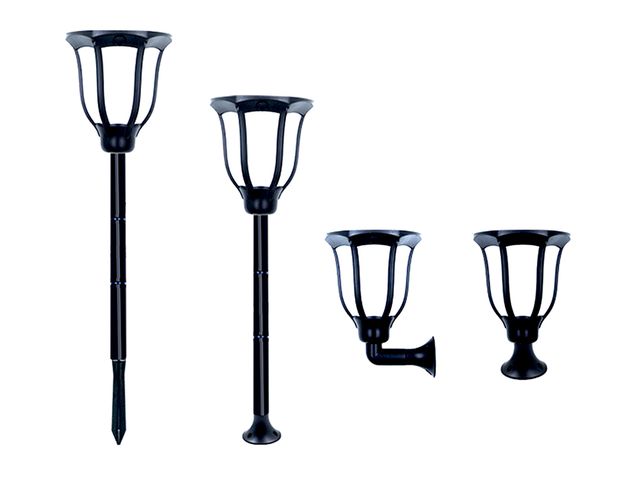 Set of 2 Solar Bollard Lamps - Adjustable Light Color - 4 mounting options