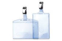 Rigid badge holder + suspender clip