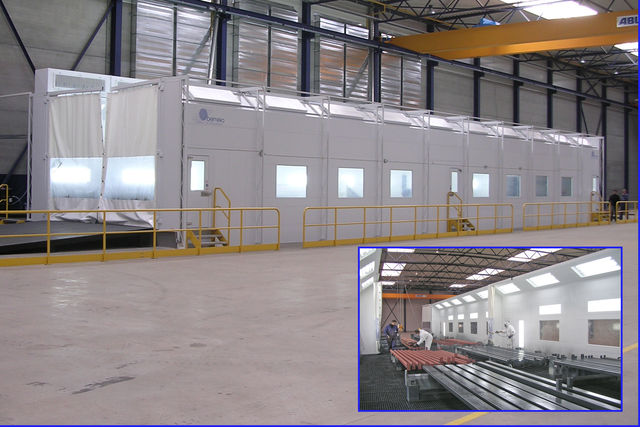 Paint floor for long steel construction beams