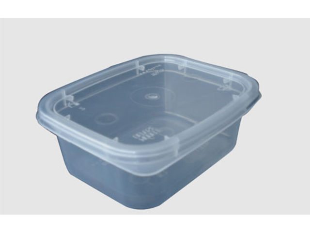 Rectangular injected plastic packaging for any kind of food. 