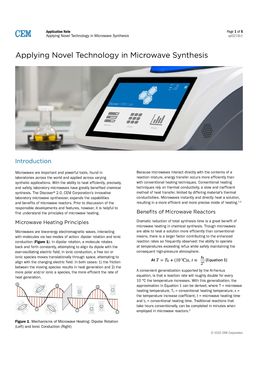 Applying Novel Technology in Microwave Synthesis