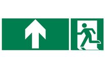 Evacuation picto sign + upward arrow on both sides