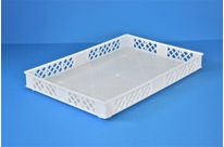 Stacking box, solid base and perforated walls