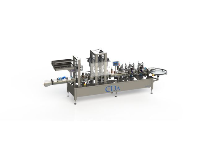 Lystop 4 Automatic labeler and crimper for wine bottles.