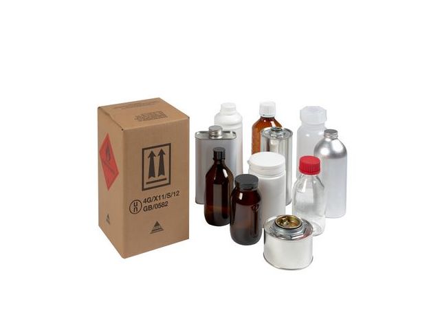 UN 4G box for various inners, with flammable liquid Hazard Label - 4G/X11/S - CODE 44
