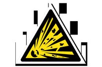 Explosive materials danger sign with picture