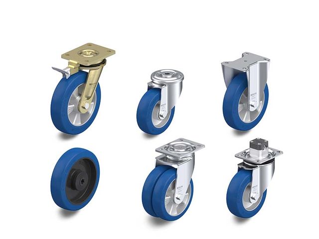 Wheels and castors with cast Blickle Besthane® Soft polyurethane tread