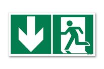 Left door descent photoluminescent picto evacuation sign