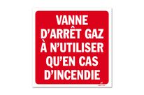 Gas stop valve warning sign